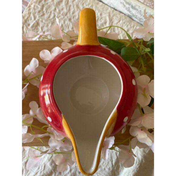 Living Art Carnival Hand-Painted Red & Yellow Polka Dot Ceramic Creamer Jug - Picture 5 of 10